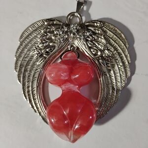 Winged Cherry Quartz Goddess Ornament